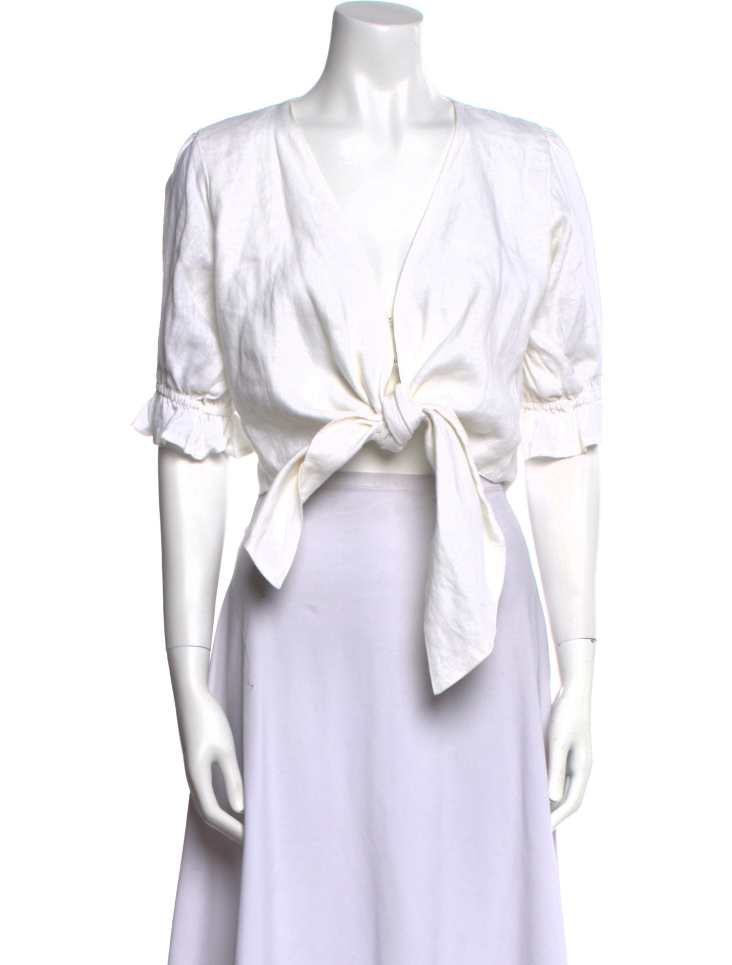 Faithfull The Brand Linen V-Neck Crop Top