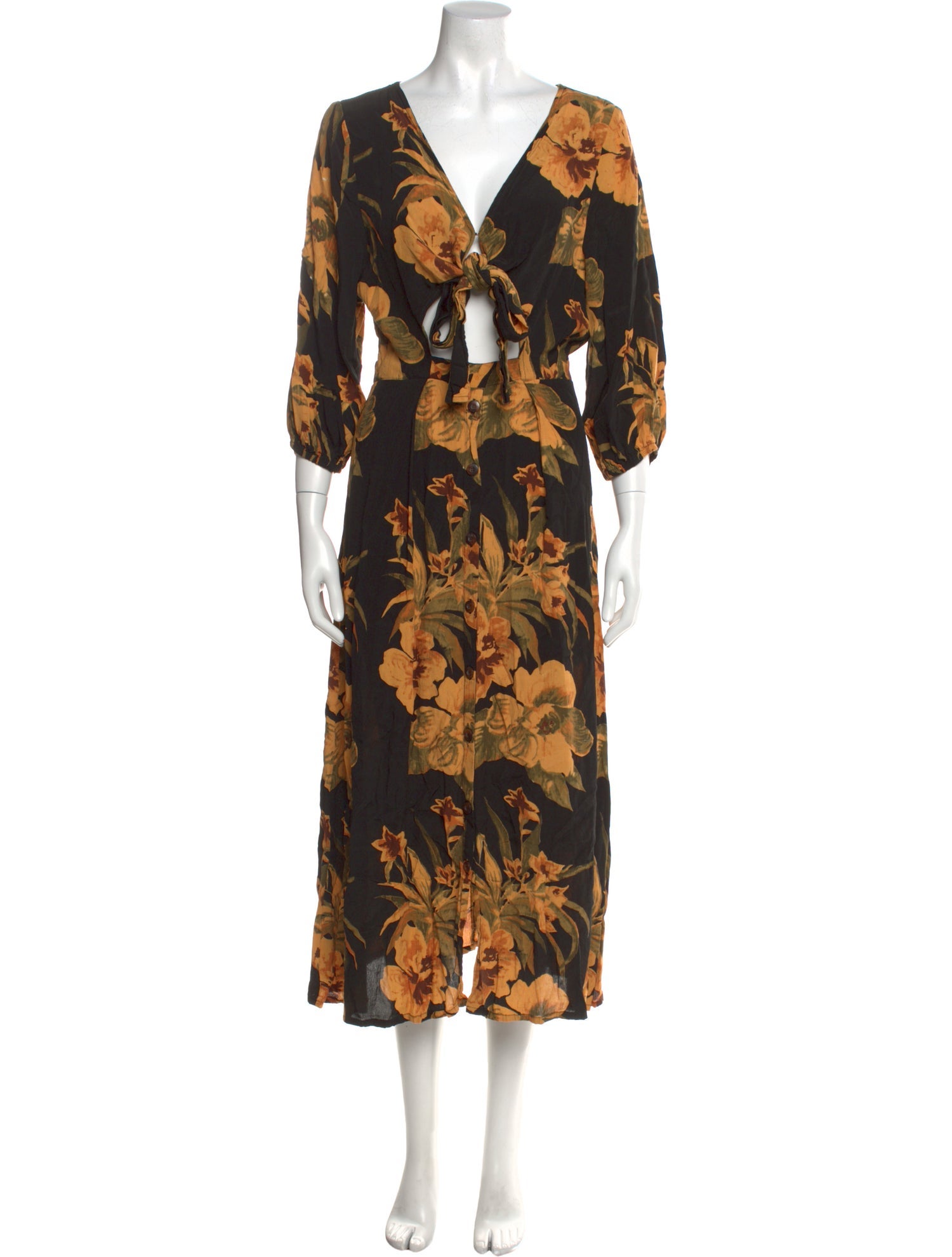 Faithfull The Brand Floral Print Midi Length Dress