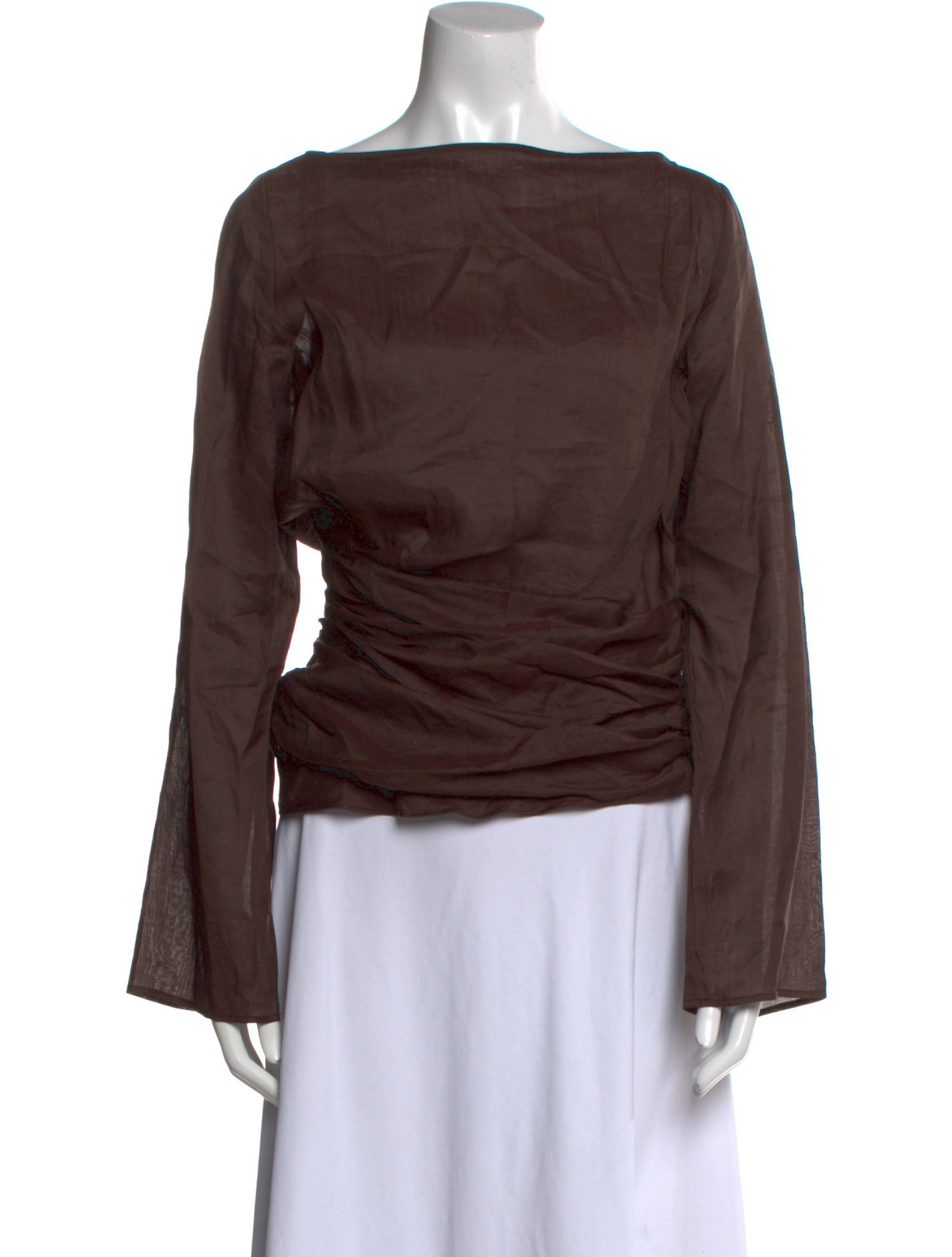 Faithfull The Brand Leather Bateau Neckline Blouse w/ Tags