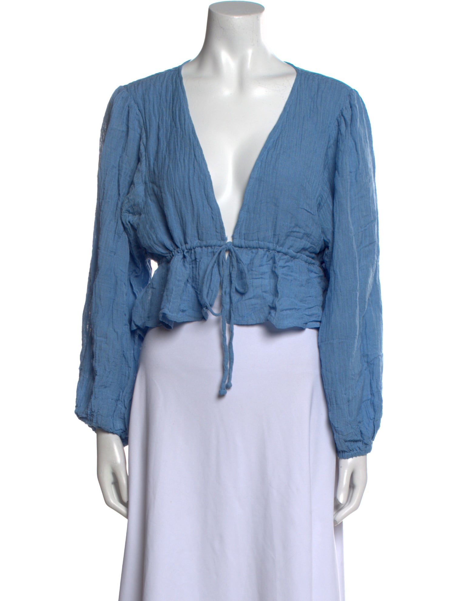 Faithfull The Brand V-Neck Long Sleeve Crop Top