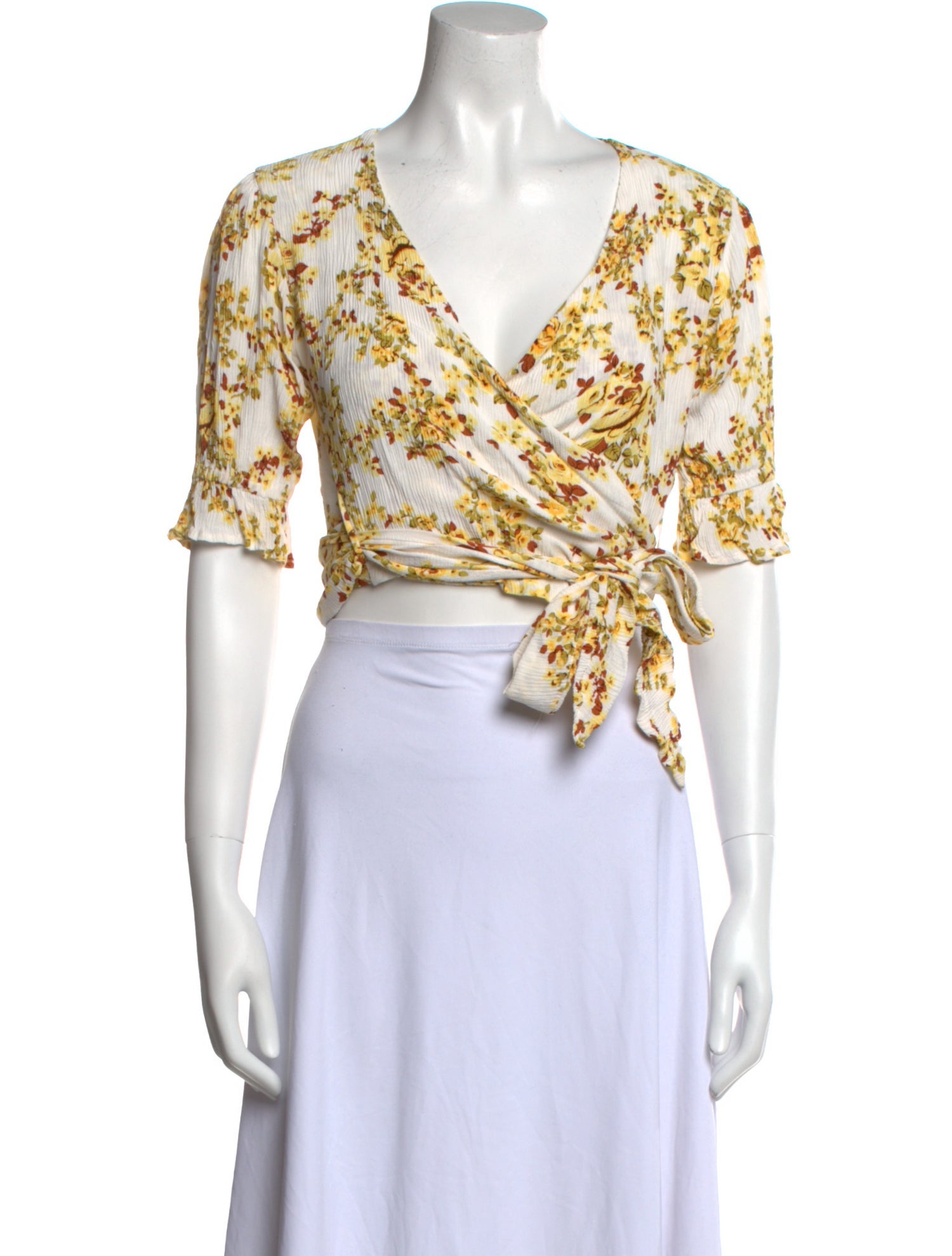 Faithfull The Brand Floral Print V-Neck Crop Top