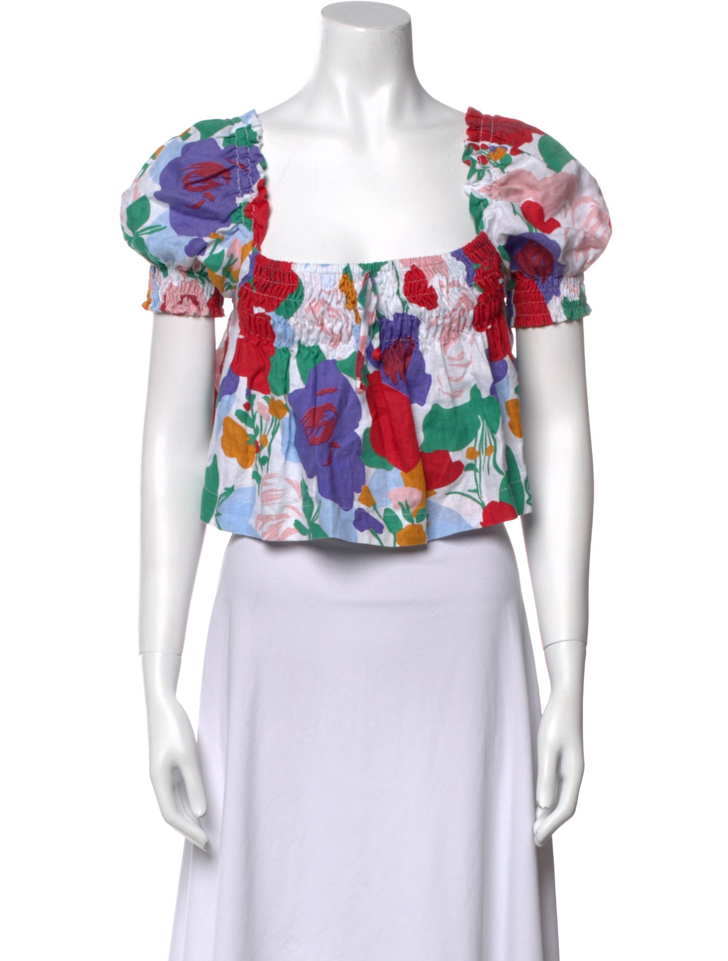 Faithfull The Brand Linen Floral Print Crop Top