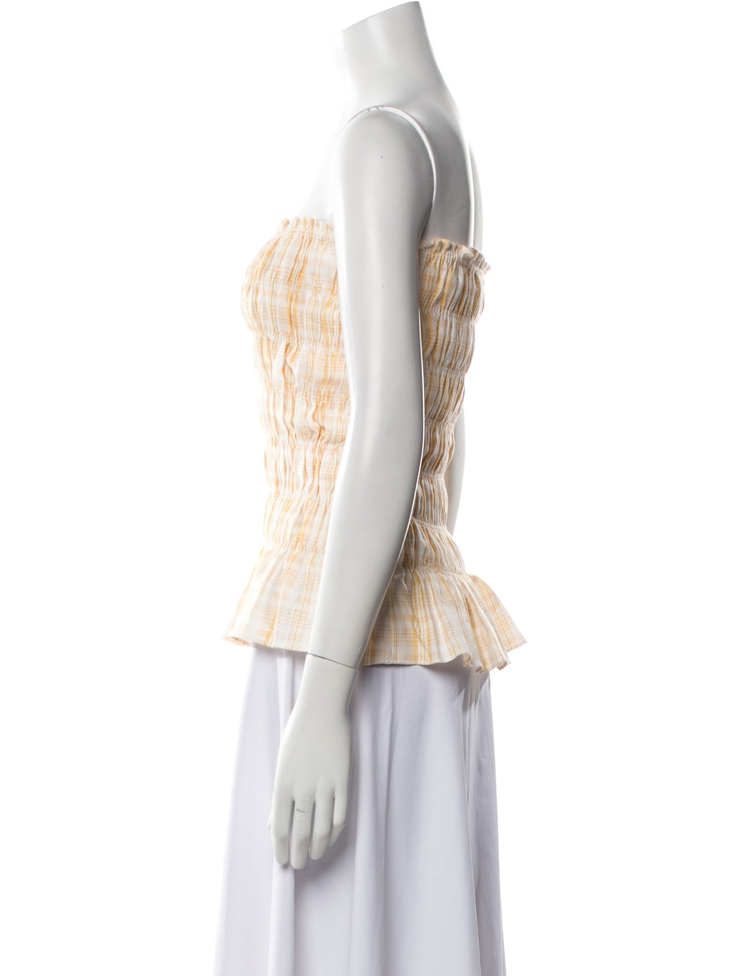 Faithfull The Brand Linen Plaid Print Crop Top w/ Tags