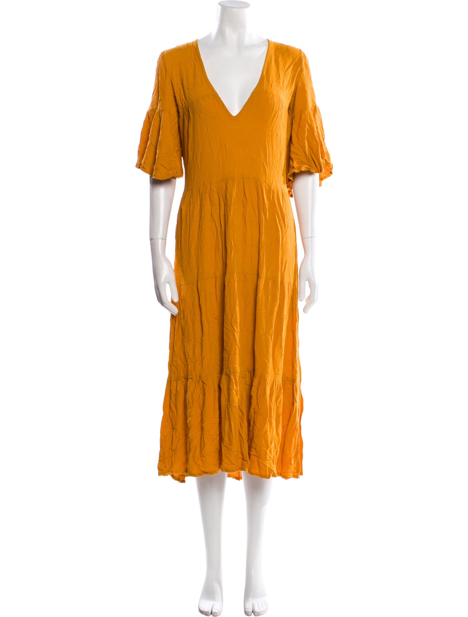 Faithfull The Brand V-Neck Midi Length Dress