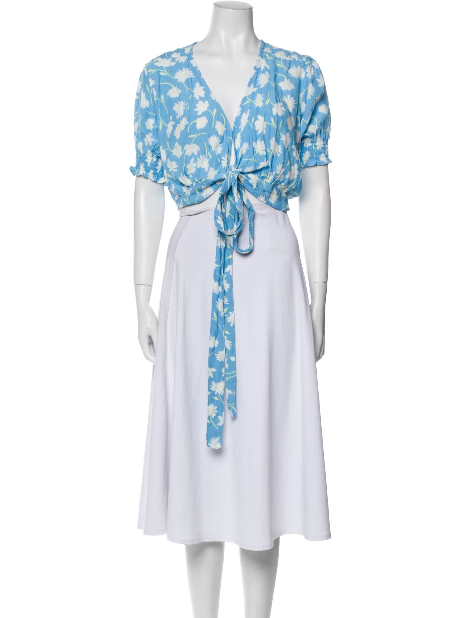 Faithfull The Brand Floral Print V-Neck Crop Top