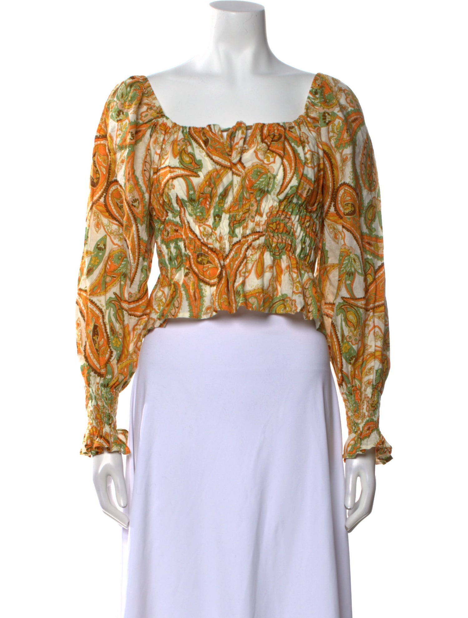 Faithfull The Brand Linen Paisley Print Crop Top