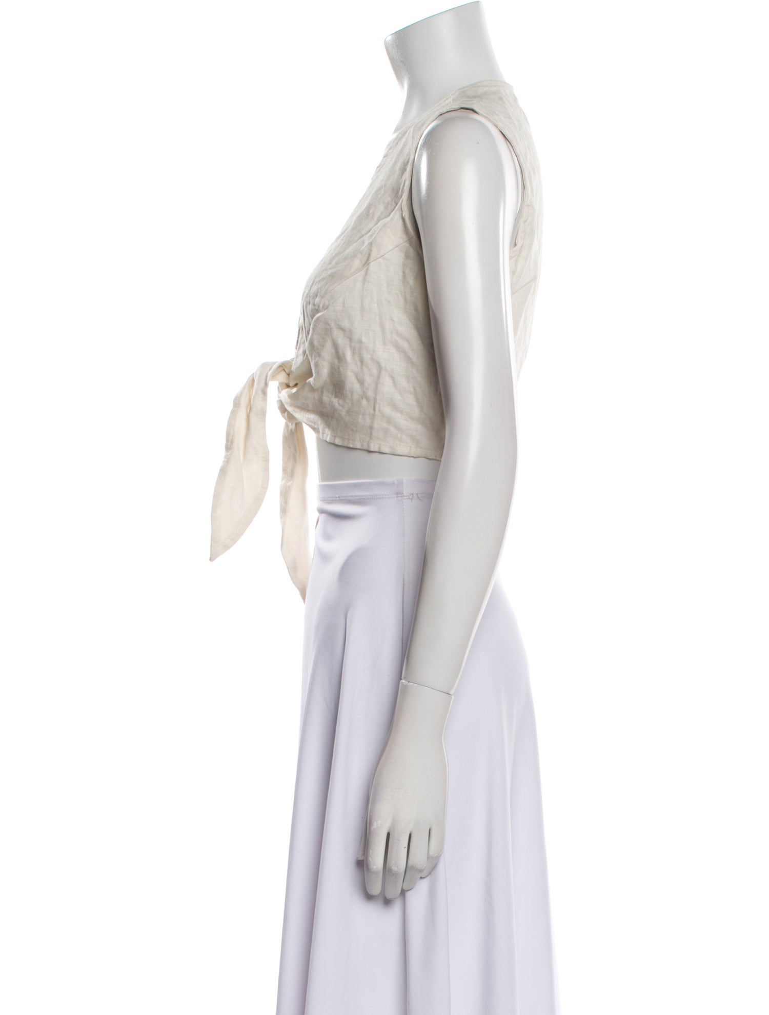 Faithfull The Brand Linen V-Neck Crop Top