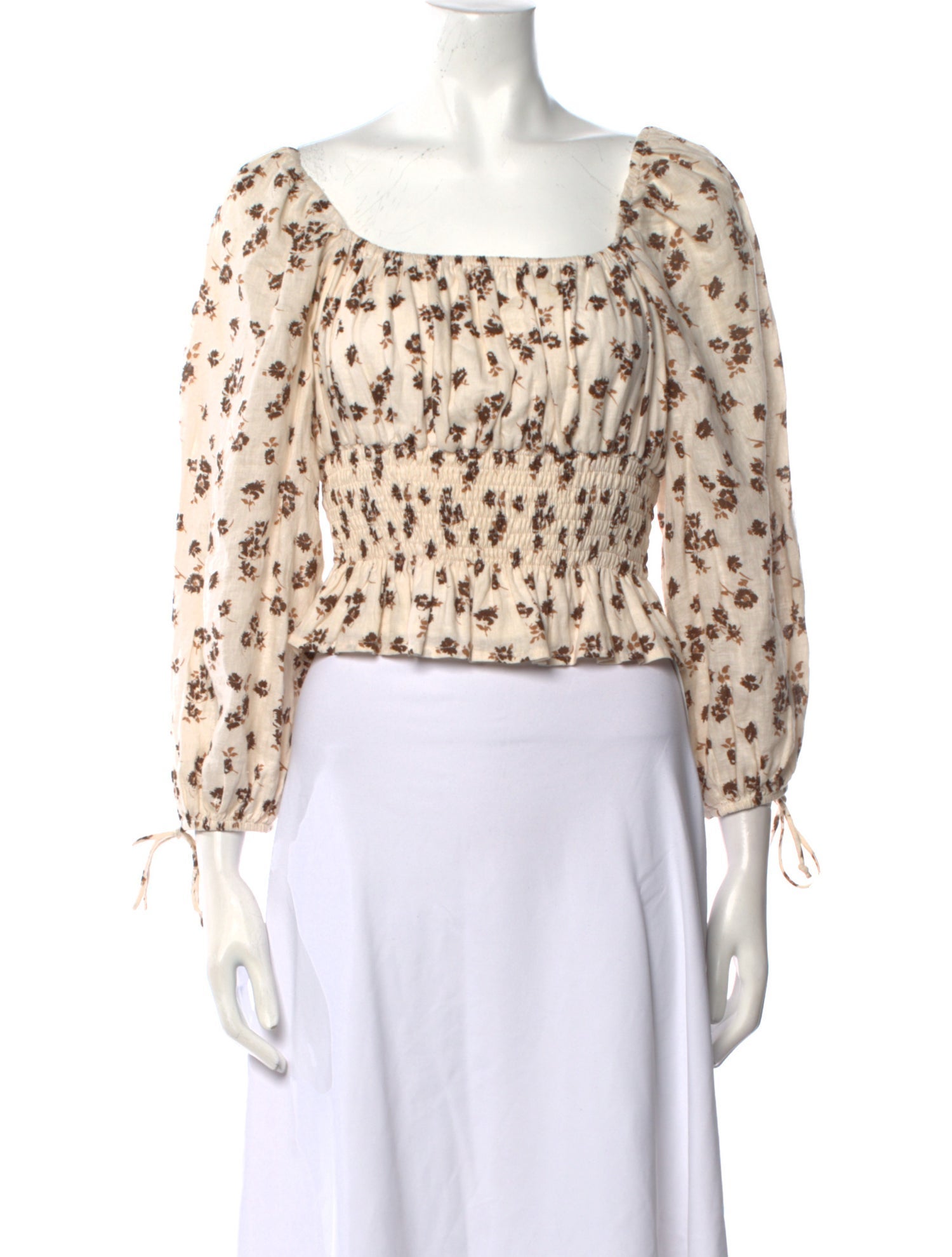 Faithfull The Brand Linen Floral Print Crop Top