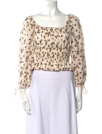 Faithfull The Brand Linen Floral Print Crop Top