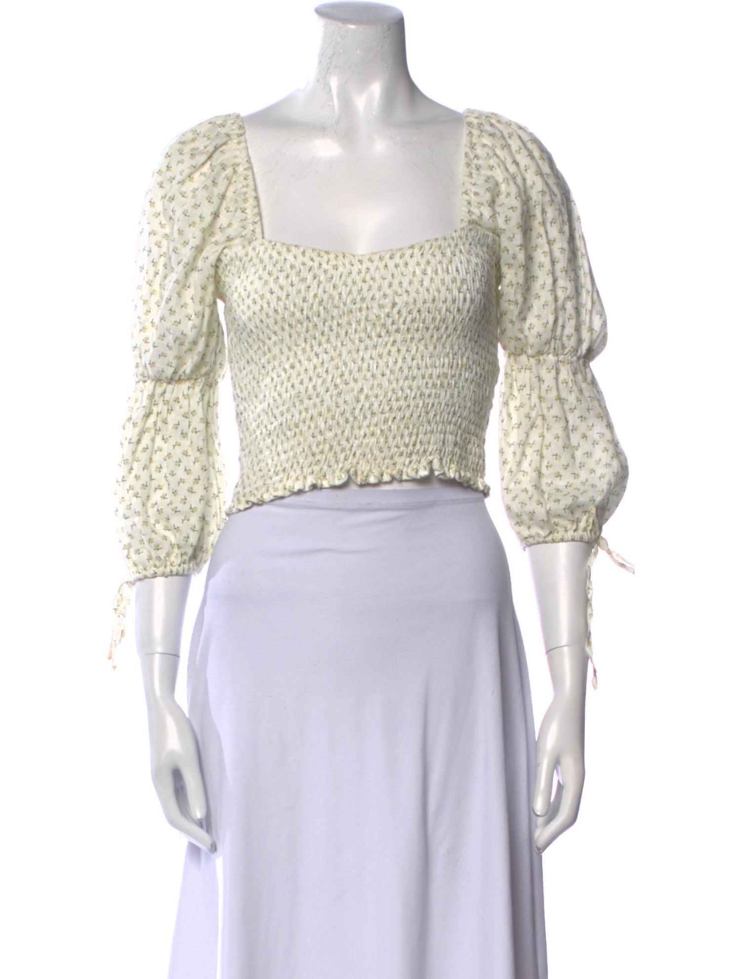 Faithfull The Brand Linen Floral Print Crop Top