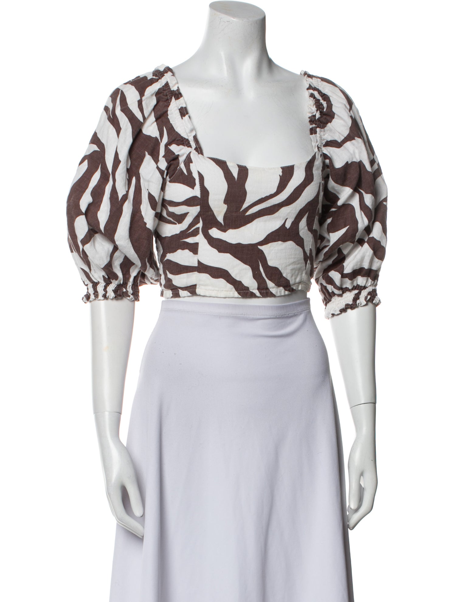 Faithfull The Brand Linen Animal Print Crop Top