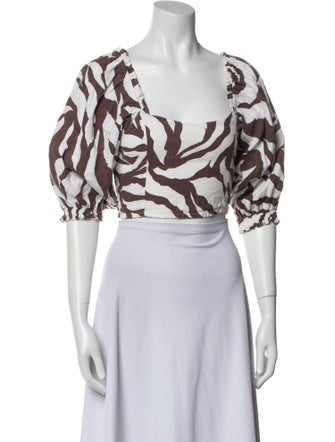 Faithfull The Brand Linen Animal Print Crop Top