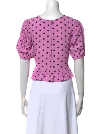 Faithfull The Brand Polka Dot Print V-Neck Crop Top