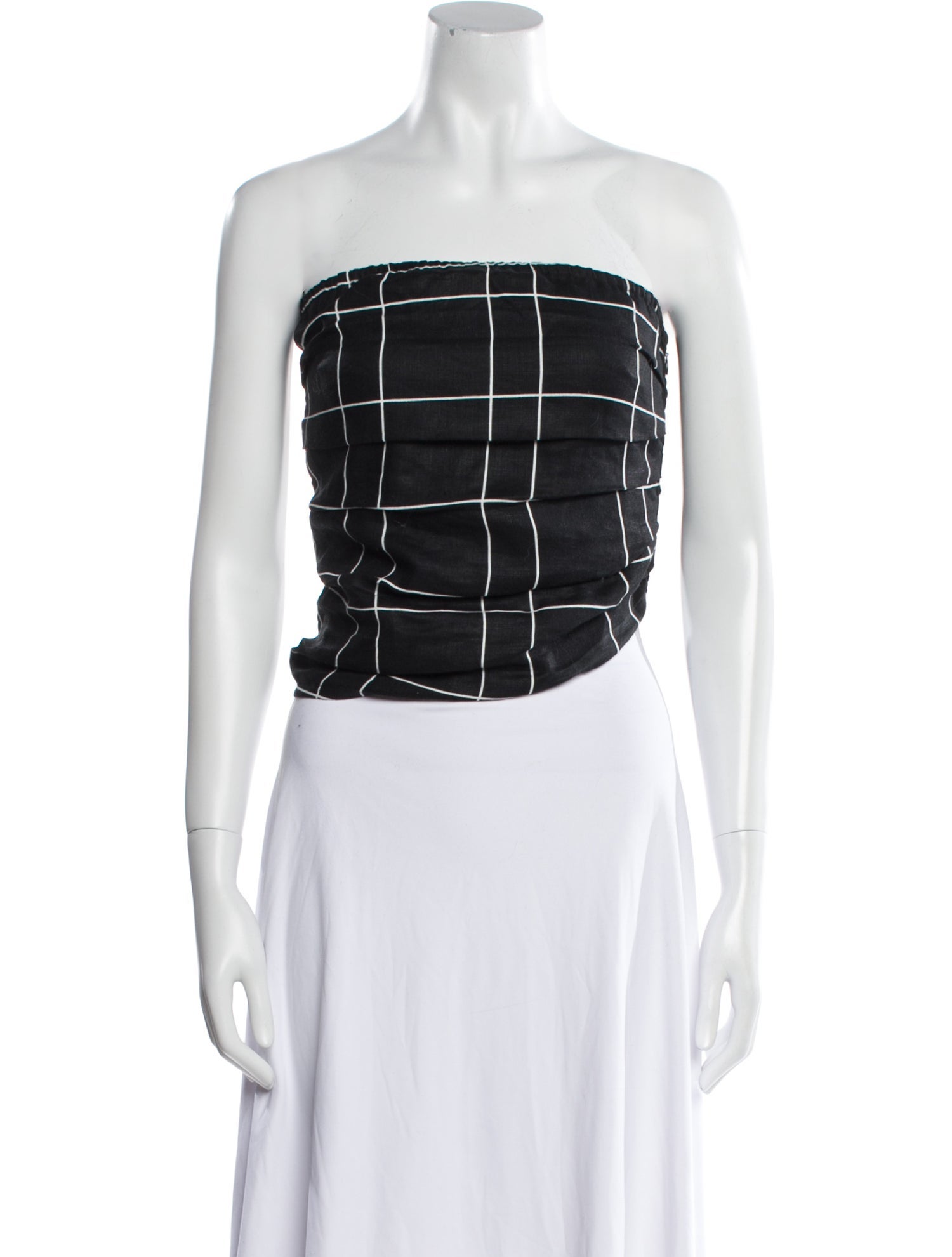 Faithfull The Brand Linen Plaid Print Crop Top