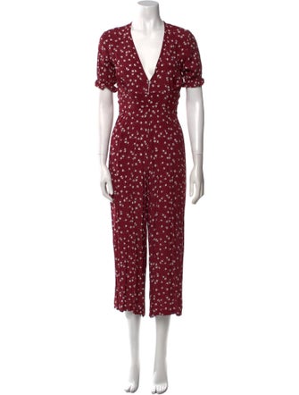 Faithfull The Brand Floral Print V-Neck Jumpsuit