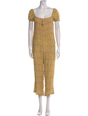 Faithfull The Brand Floral Print Square Neckline Jumpsuit