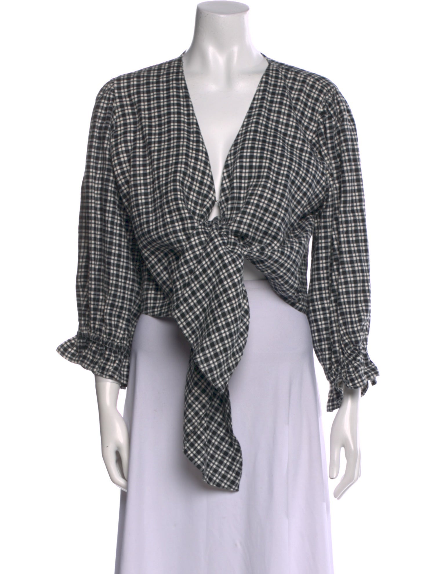 Faithfull The Brand Linen Plaid Print Crop Top w/ Tags