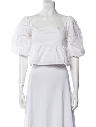 Faithfull The Brand Square Neckline Short Sleeve Crop Top