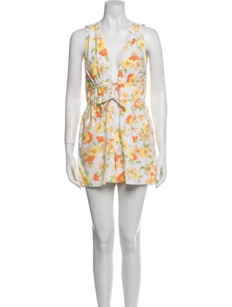 Faithfull The Brand Printed Plunge Neckline Romper