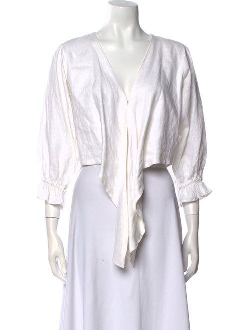 Faithfull The Brand Linen V-Neck Crop Top