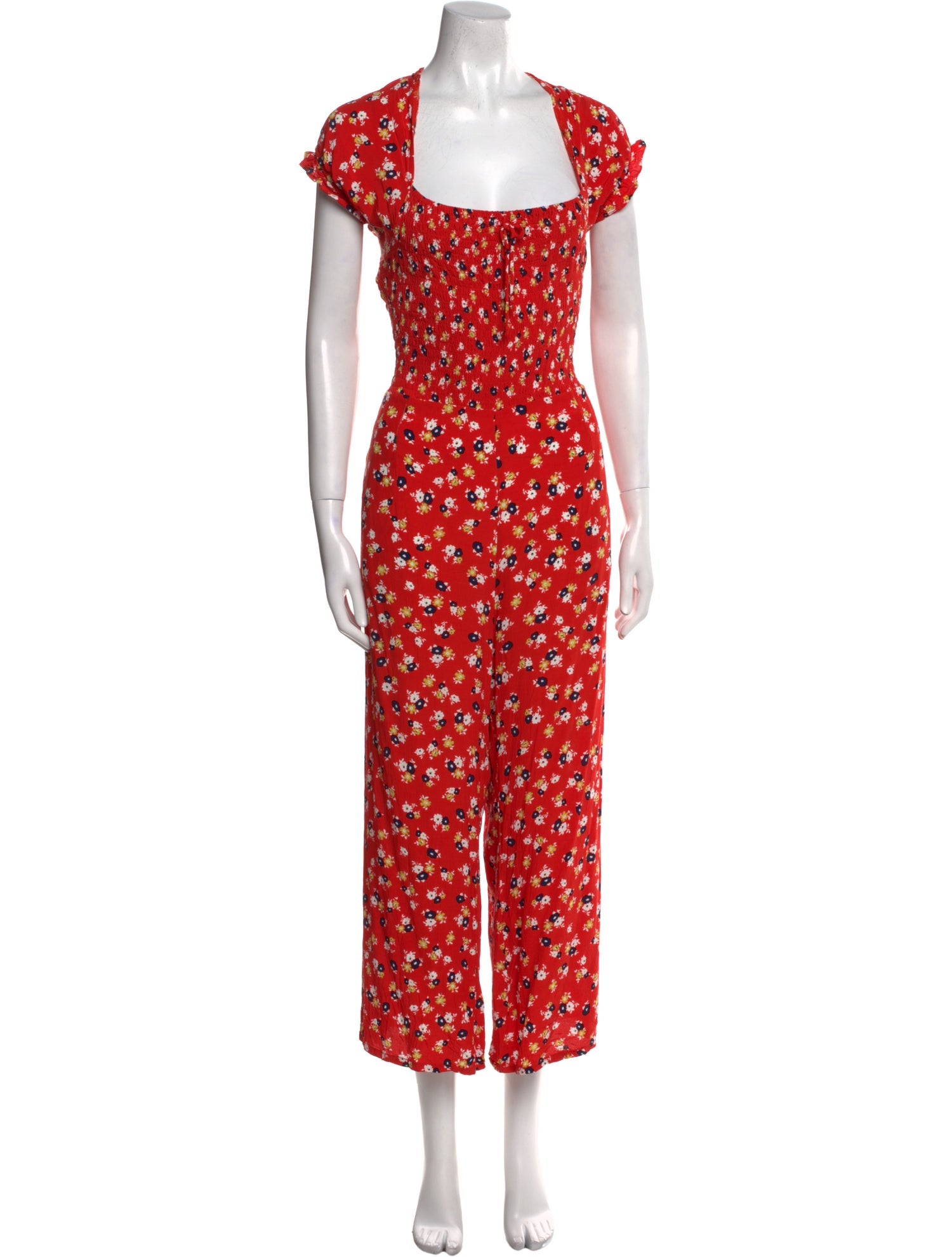 Faithfull The Brand Floral Print Square Neckline Jumpsuit