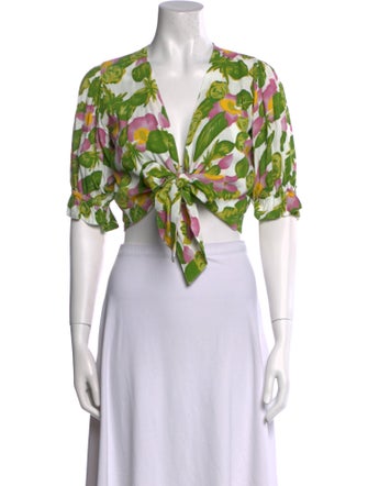 Faithfull The Brand Floral Print V-Neck Crop Top