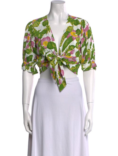 Faithfull The Brand Floral Print V-Neck Crop Top