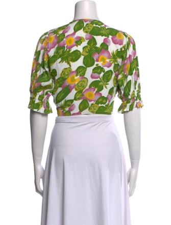 Faithfull The Brand Floral Print V-Neck Crop Top