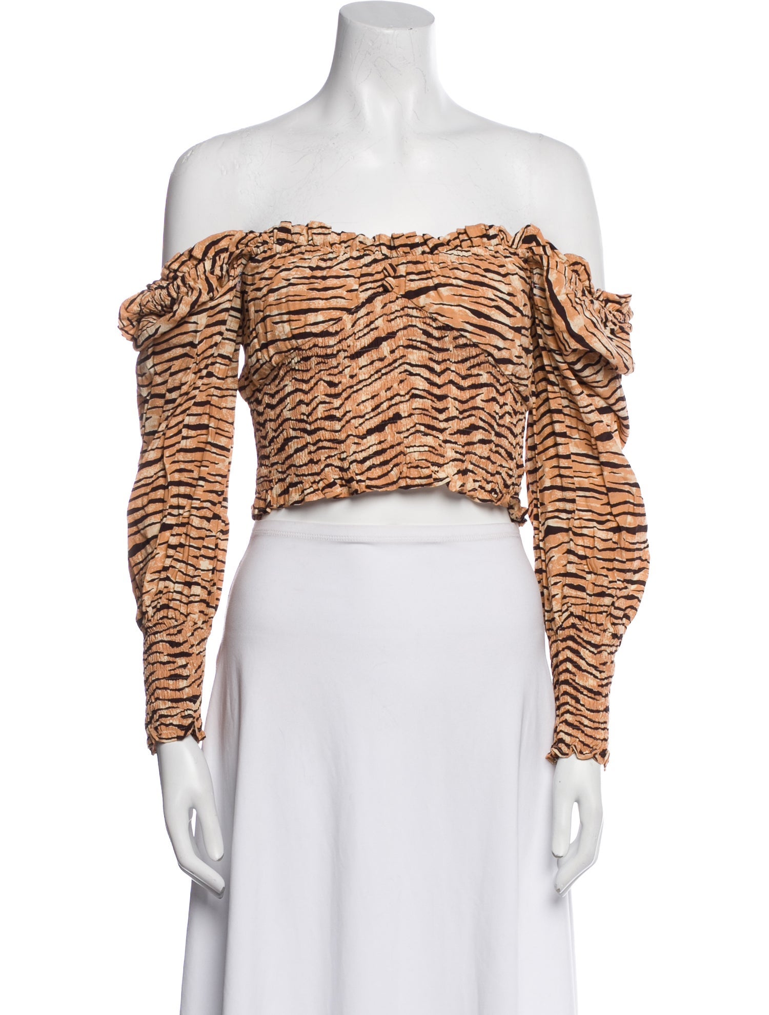 Faithfull The Brand Animal Print Off-The-Shoulder Crop Top w/ Tags