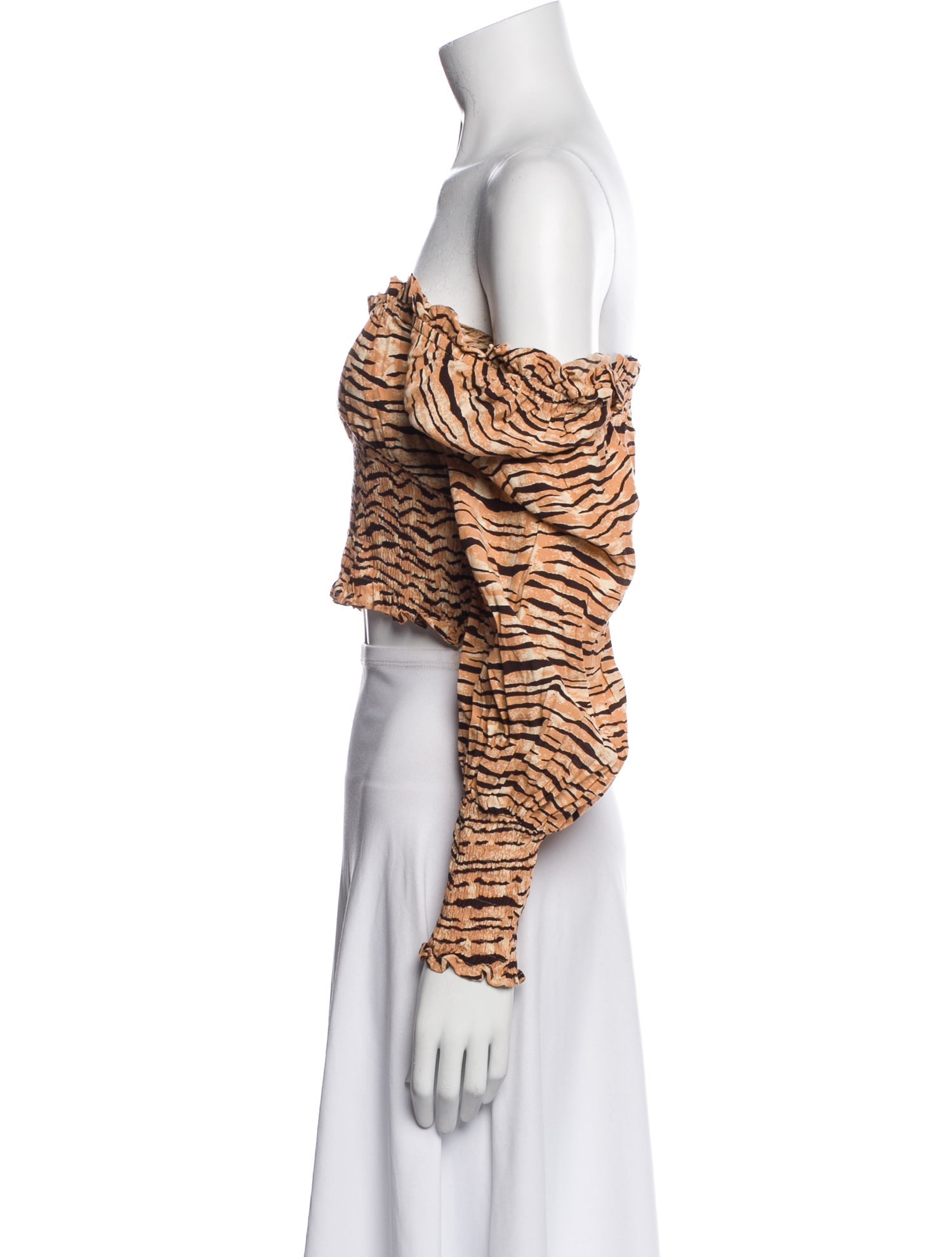 Faithfull The Brand Animal Print Off-The-Shoulder Crop Top w/ Tags