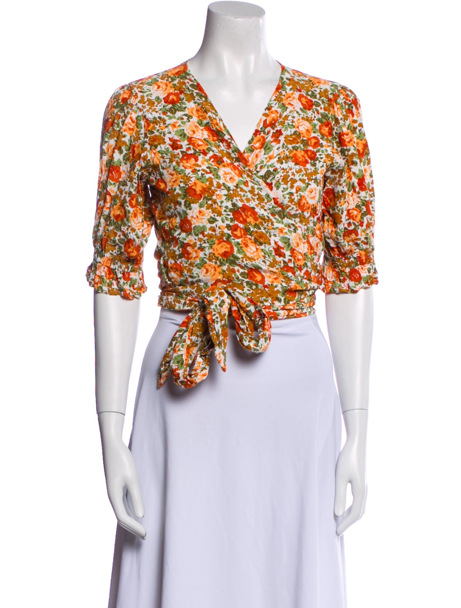 Faithfull The Brand Floral Print V-Neck Crop Top