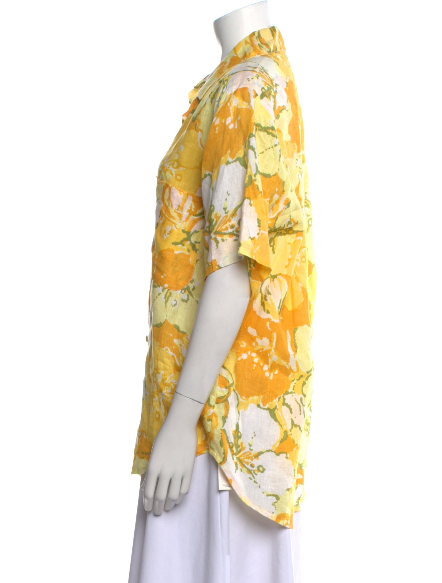 Faithfull The Brand Linen Floral Print Button-Up Top