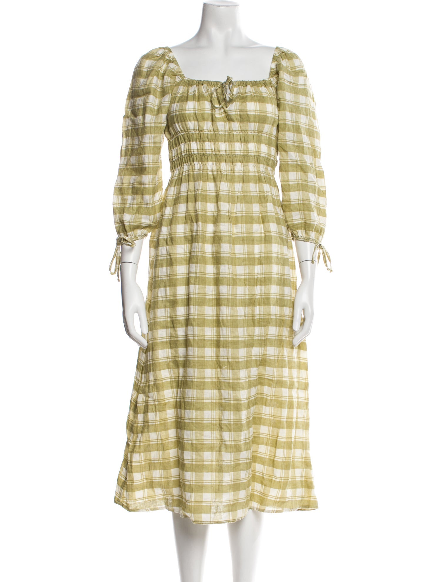 Faithfull The Brand Plaid Print Midi Length Dress