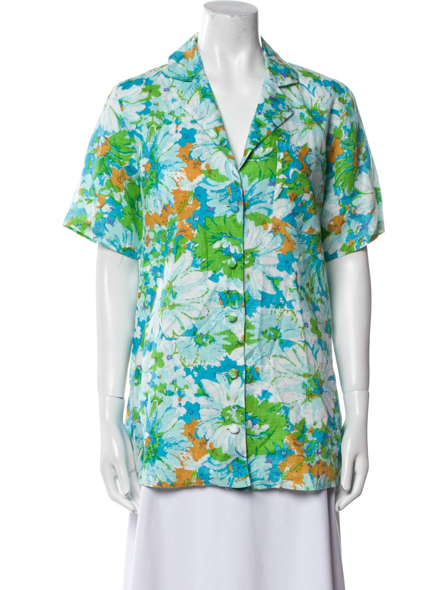 Faithfull The Brand Linen Floral Print Button-Up Top