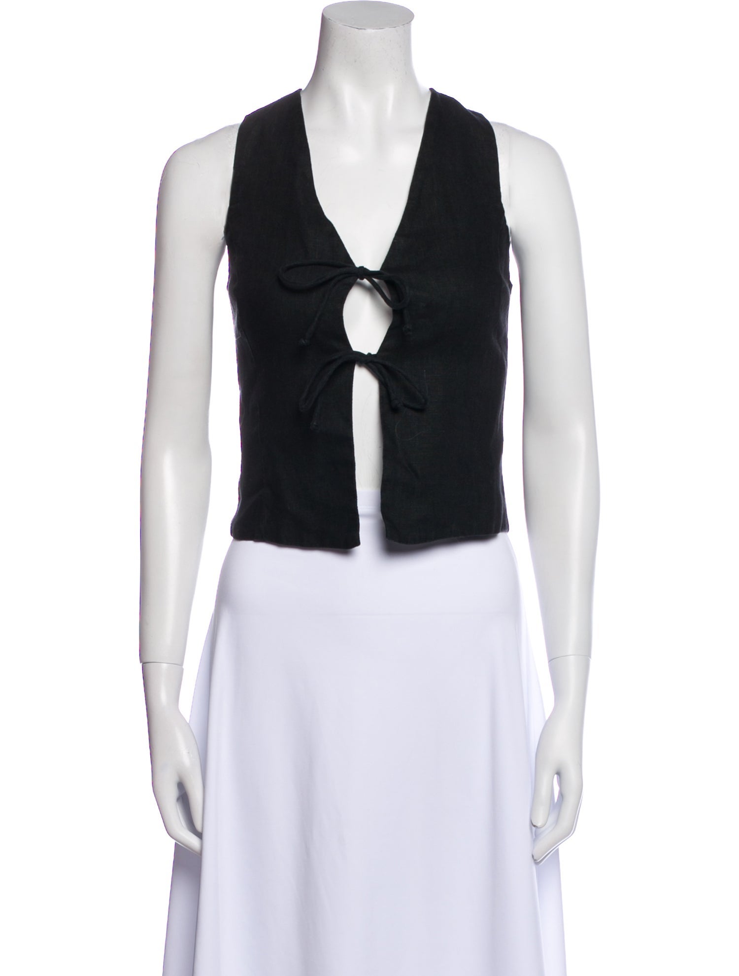 Faithfull The Brand Linen V-Neck Crop Top