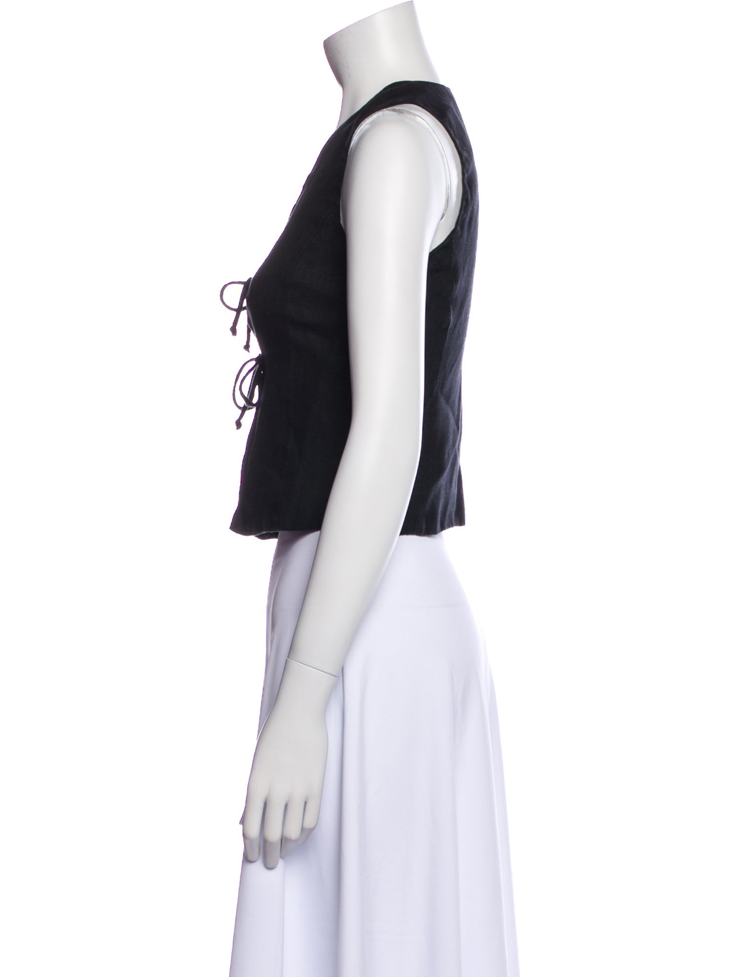 Faithfull The Brand Linen V-Neck Crop Top