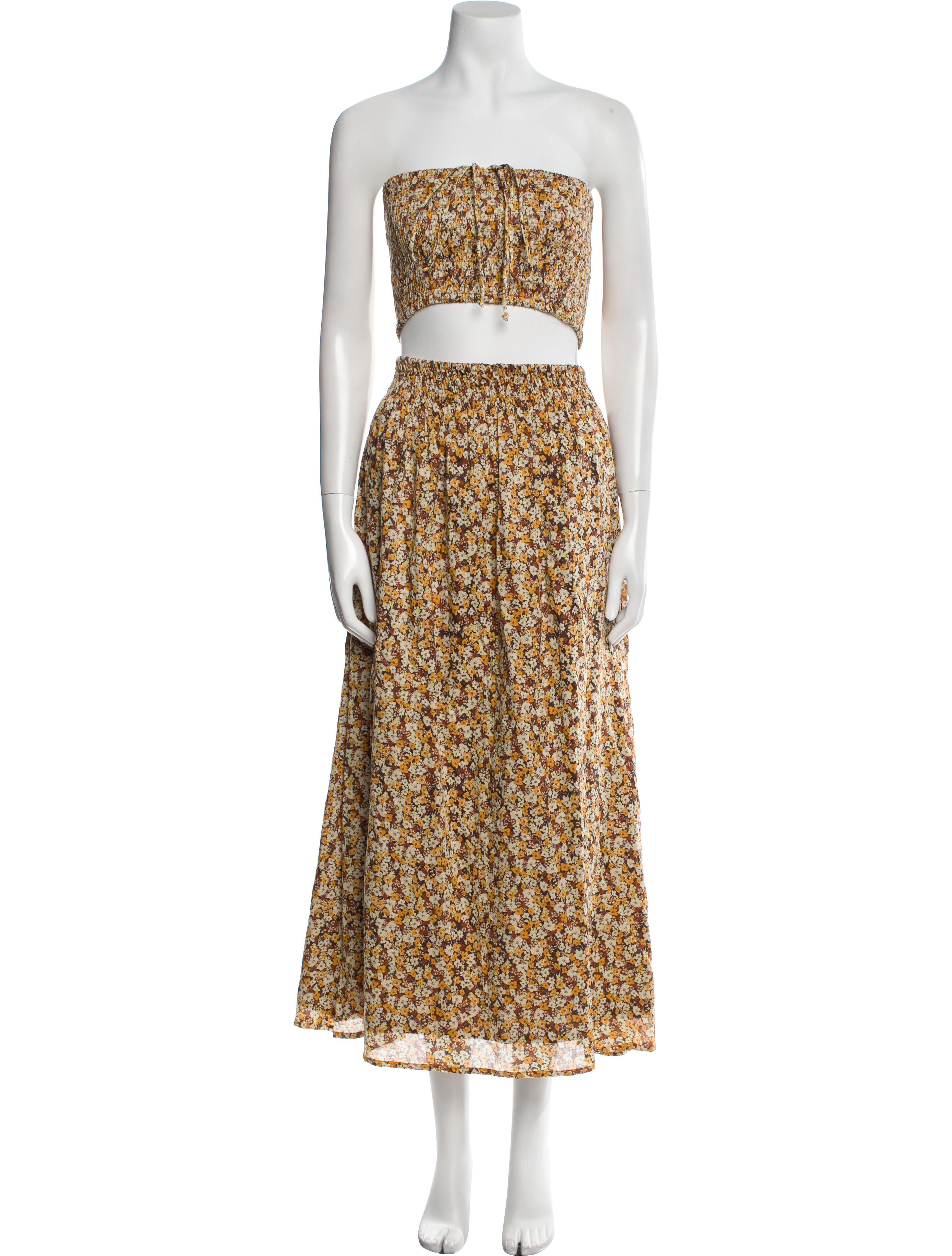 Faithfull The Brand Floral Print Ruffle Embellishment Skirt Set