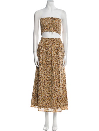 Faithfull The Brand Floral Print Ruffle Embellishment Skirt Set