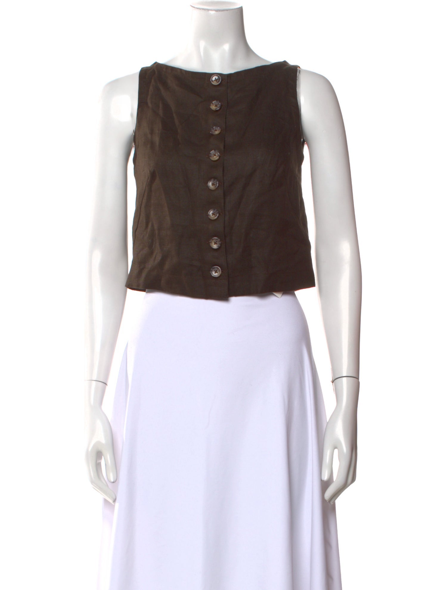 Faithfull The Brand Linen Bateau Neckline Crop Top w/ Tags