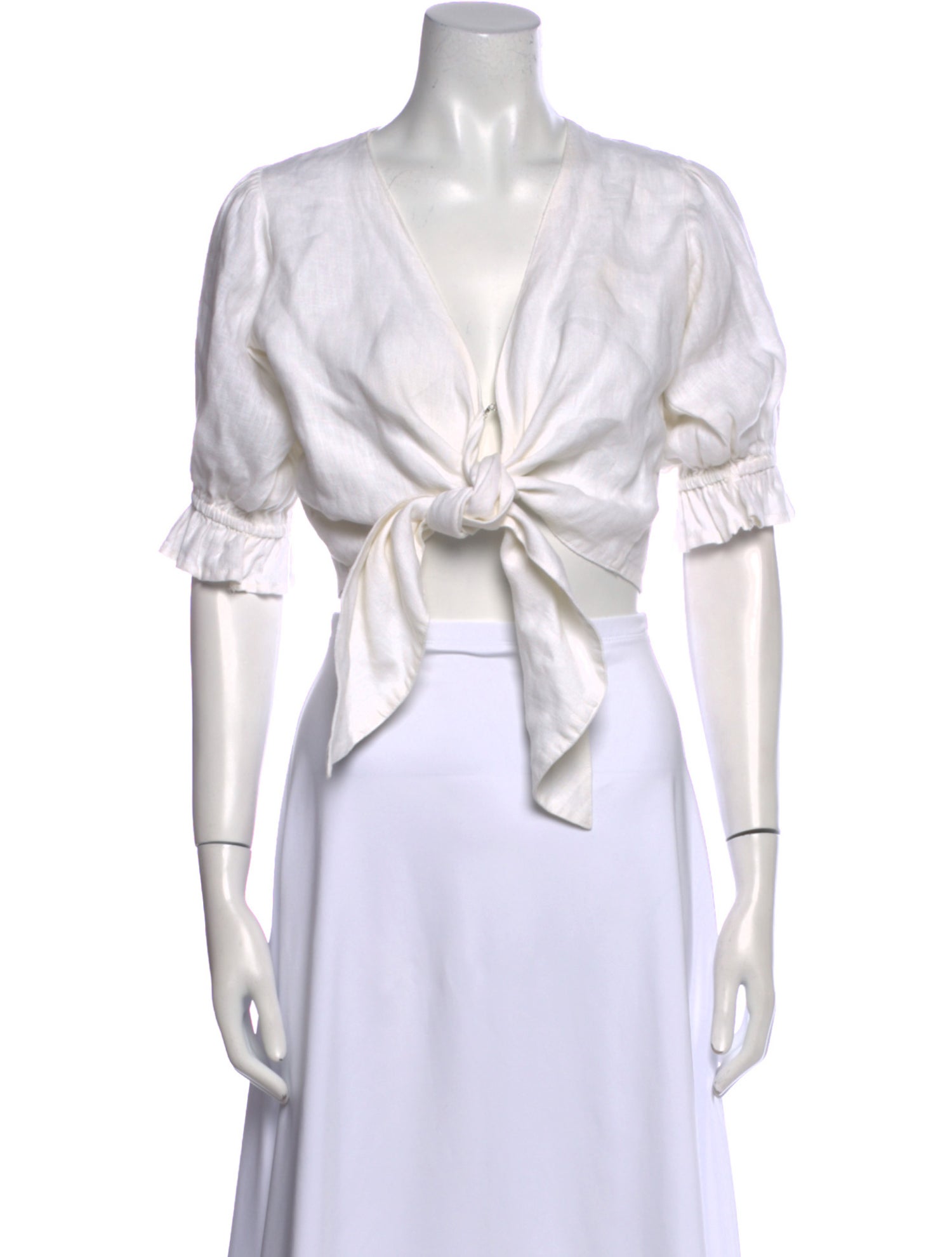 Faithfull The Brand Linen V-Neck Crop Top