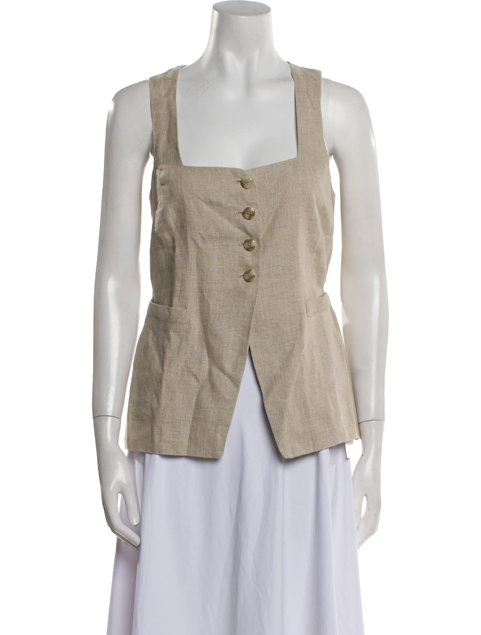 Faithfull The Brand Linen Square Neckline Top