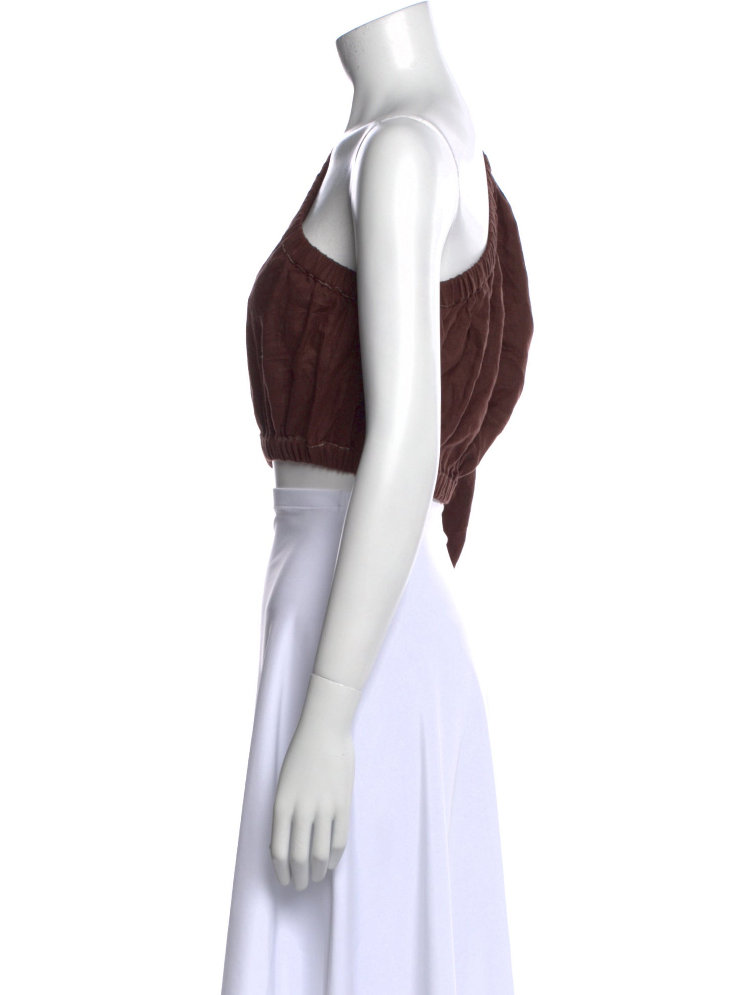 Faithfull The Brand Linen One-Shoulder Crop Top