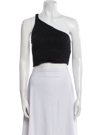 Faithfull The Brand Linen One-Shoulder Crop Top