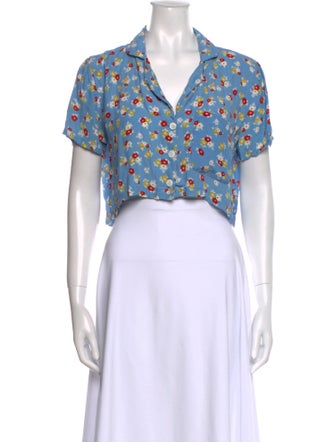 Faithfull The Brand Floral Print Short Sleeve Crop Top