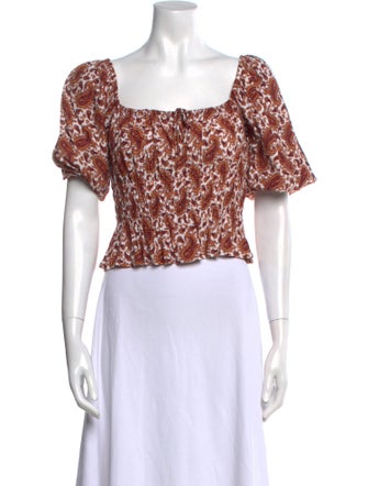 Faithfull The Brand Printed Square Neckline Crop Top