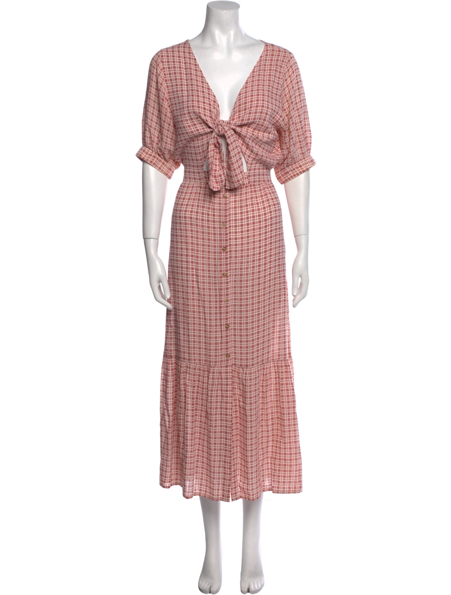 Faithfull The Brand Plaid Print Long Dress