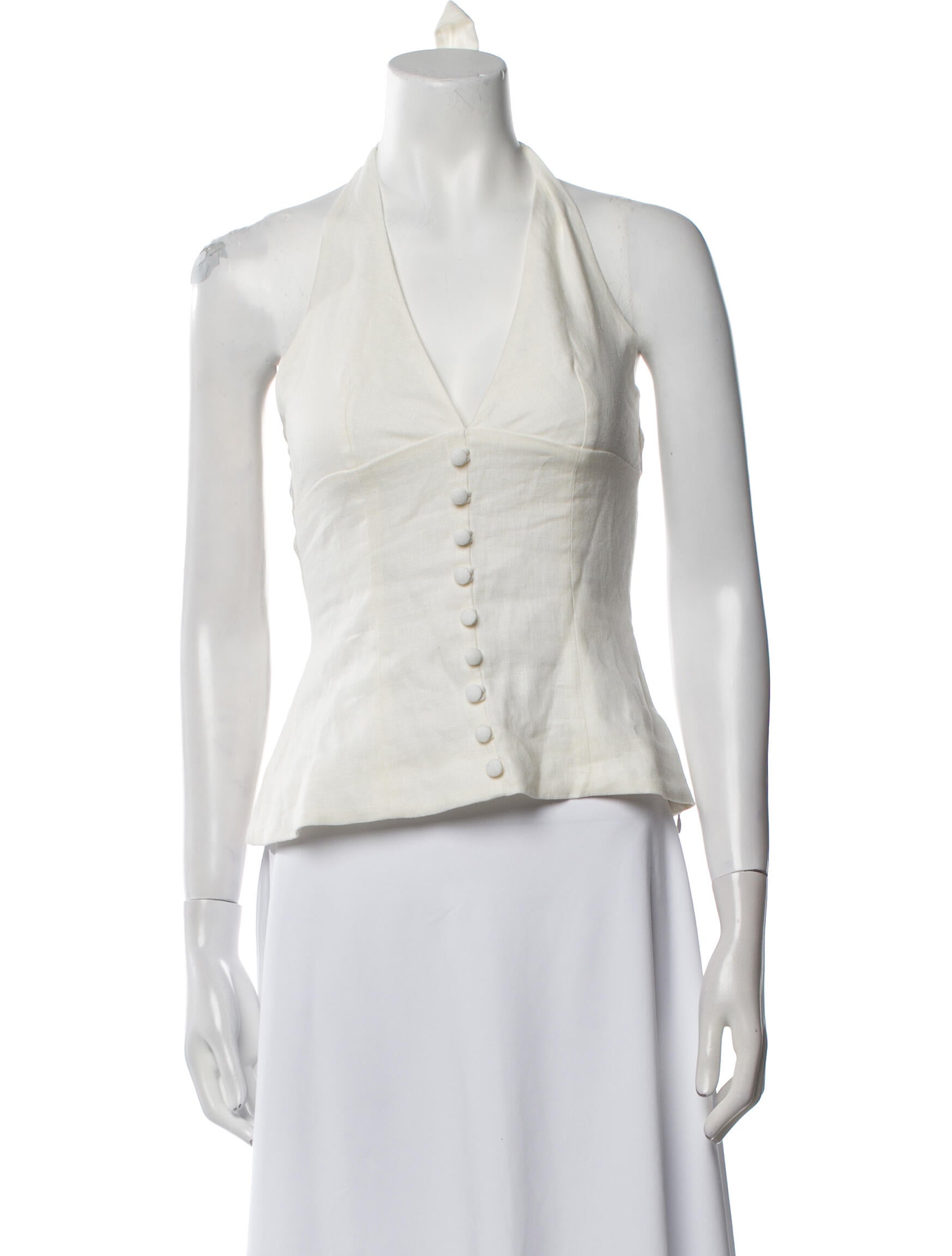 Faithfull The Brand Linen V-Neck Crop Top w/ Tags