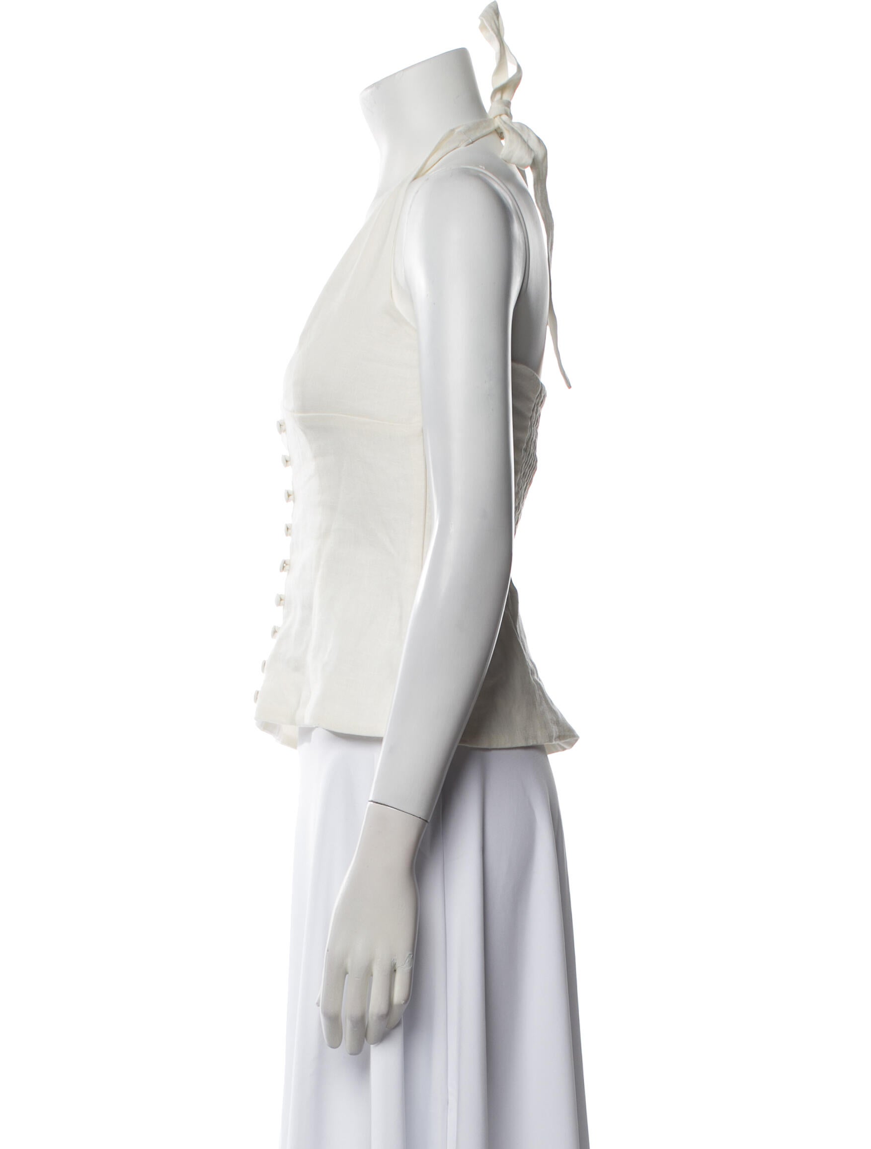 Faithfull The Brand Linen V-Neck Crop Top w/ Tags