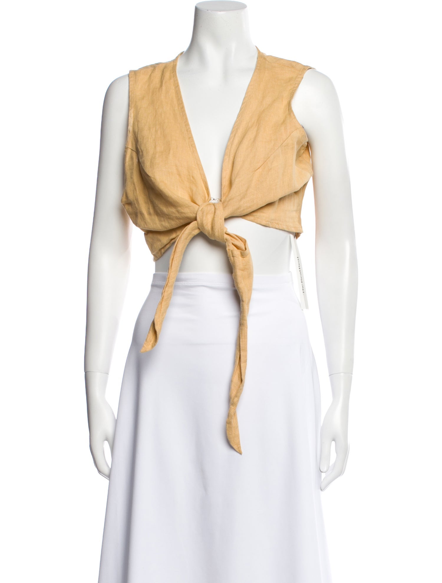 Faithfull The Brand Linen V-Neck Crop Top