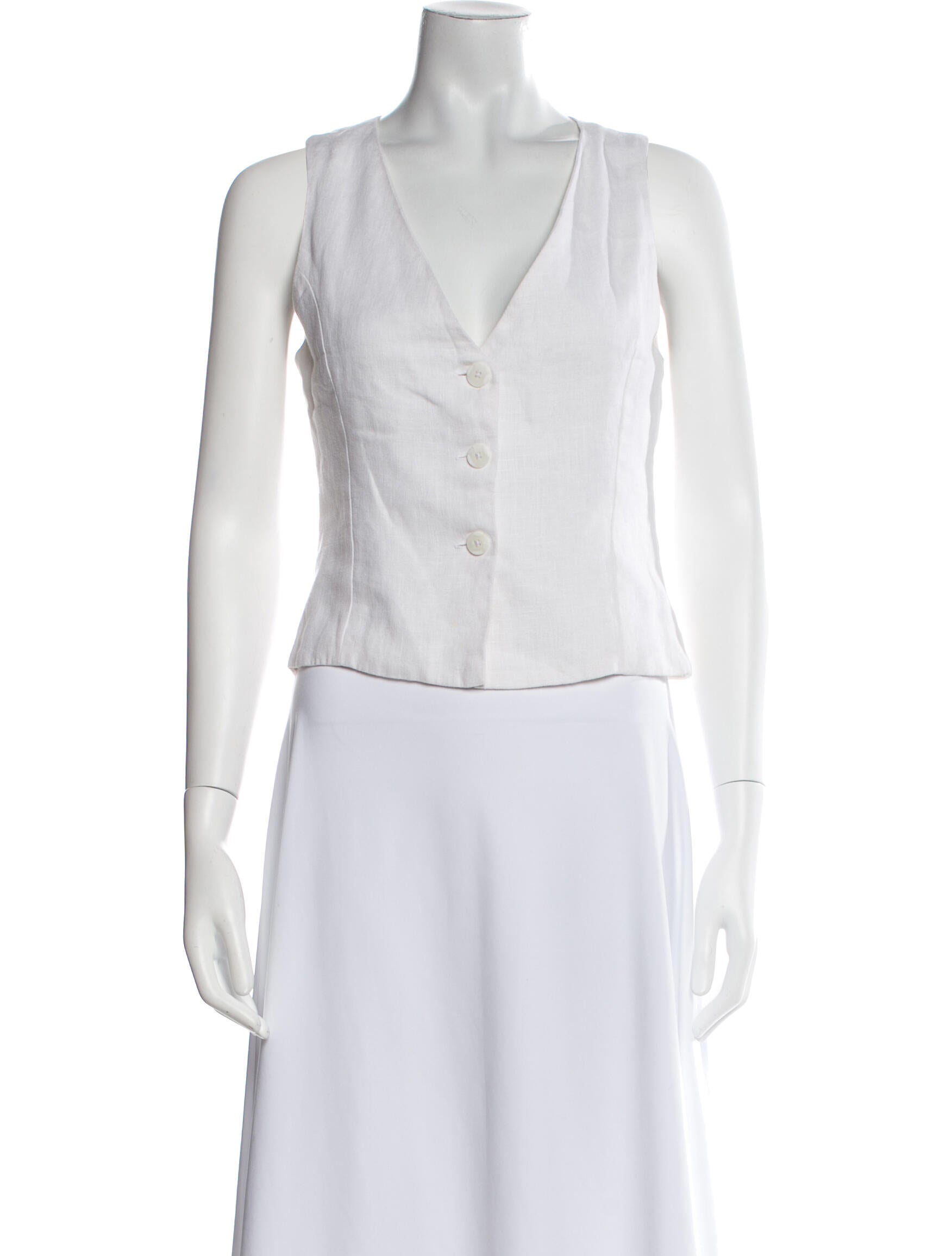 Faithfull The Brand Linen V-Neck Crop Top